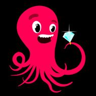 Cartoon octopus with a diamond ring