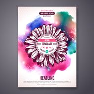 Business Poster or Flyer Template with watercolor paint background N2