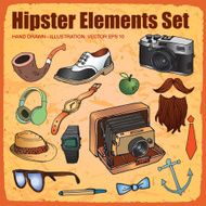 set of Hipster style elements labels and icons N7