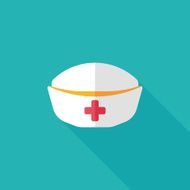 nurse hat flat icon with long shadow N15