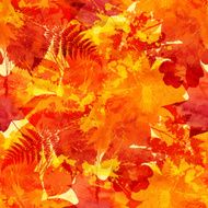 Orange autumn leaves vector seamless pattern