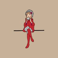 Girl in red and cup of tea