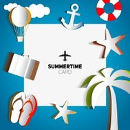 Summertime card or traveling template with beach summer