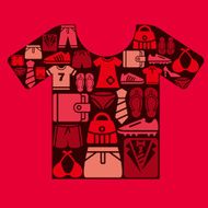 Clothing and Accessories Icons in Shirt Shape