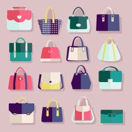 Flat icons set of fashion bags N4