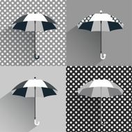 Black and white umbrellas Flat vector sign