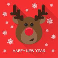 new year vector background with cute funny cartoon deer N2