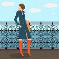 young beautiful girl on the quay