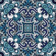 Abstract blue vintage damask paisley seamless vector design