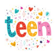 word teen retro typography lettering decorative text