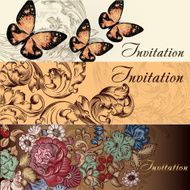 Collection of vector wedding cards in vintage style