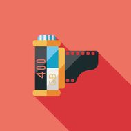 camera film flat icon with long shadow N19