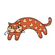Art cat with hearts pattern for your design