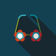 flower glasses flat icon with long shadow eps10 N8