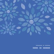 Blue textile peony flowers horizontal frame seamless pattern background