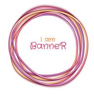 Vector rounded banner with sample text on white background N8