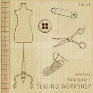 Vintage poster with tailoring elements 1