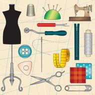 Vintage poster with tailoring elements 4