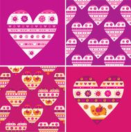 Set of seamless patterns Valentine&#039;s Day Wedding Mothers day Vector