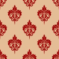 Red foliate seamless arabesque pattern