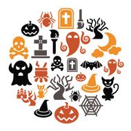 Halloween Icons in Circle Shape