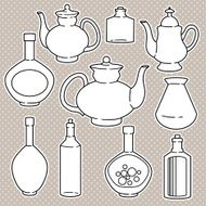 abstract silhouettes of kitchen dishes N2