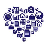 Business Icons in Heart Shape N2