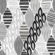 Seamless monochrome pattern with striped abstract leaves N4