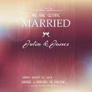 Wedding invitation card on color background
