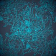 Magic blue hand drawing seamless background