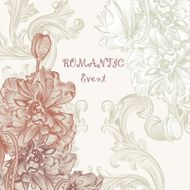 Elegant invitation card in retro style with poppy flowers