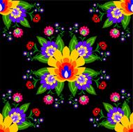 Traditional Polish floral folk pattern vector