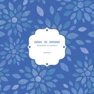 Blue textile peony flowers frame seamless pattern background