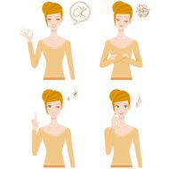 Various poses of the woman