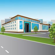 shopping center with large windows in perspective