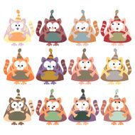 bears in winter hats colored vector on the white background N2
