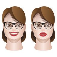 female faces with glasses