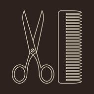 Vector Scissors and Comb Symbols of hair salon