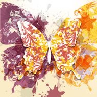 Grunge art background with butterfly made from swirls