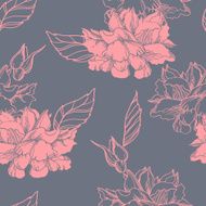 Vector seamless pattern with hand drawn rose flowers