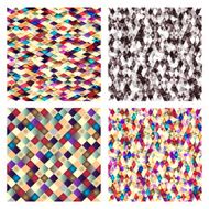 Set of geometric tiles with colored rhombus