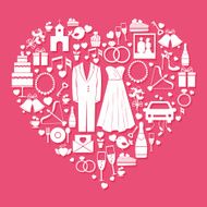Wedding elements in the shape of a heart