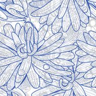 Seamless pattern chrysanthemums with dew drops