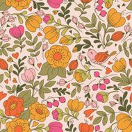 Pattern with flower and bird