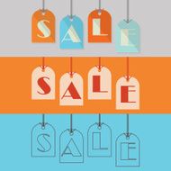Abstract SALE hanging tags in different styles