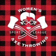 Red flannel Female Axe Throwing label crest or badge design N2