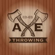 Wood Co-ed Axe Throwing label crest or badge design