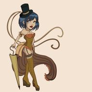 vector steampunk women