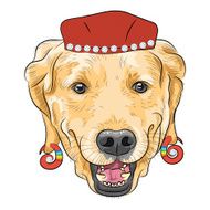 vector funny cartoon hipster dog Labrador Retriever