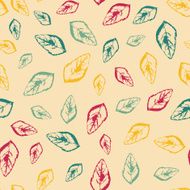 Pattern with leaves on pale yellow background
